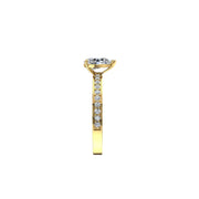 Bague de fiançailles diamant naturel poire et diamants naturels ronds 1.20 carat or jaune Noémie